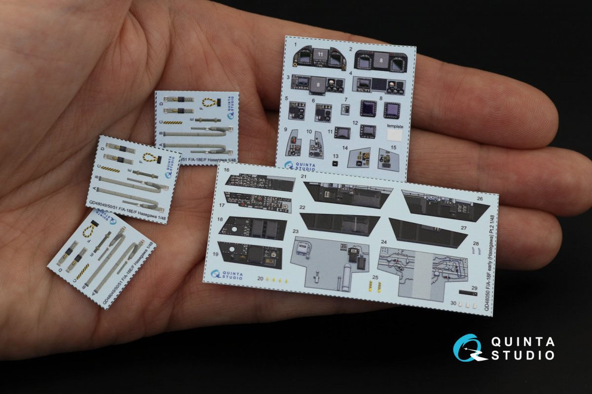 Quinta Studio QD48050 F/A-18F early 3D-Printed &amp;amp; coloured Interior on decal paper (Hasegawa) 1/48 – Bild 3