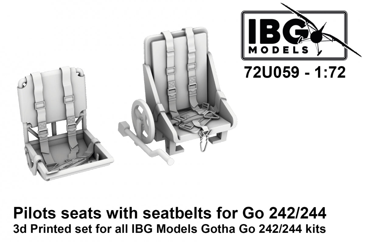 Sièges de pilote avec ceintures de sécurité IBG 72U059 pour Gotha Go-242/244 au 1/72 