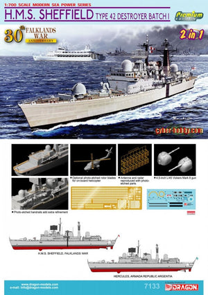 Dragon 7133 H.M.S. Sheffield Type 42 Destroyer Batch 1 (Falklands War 30th Anniversary) 1/700 – imagen 3