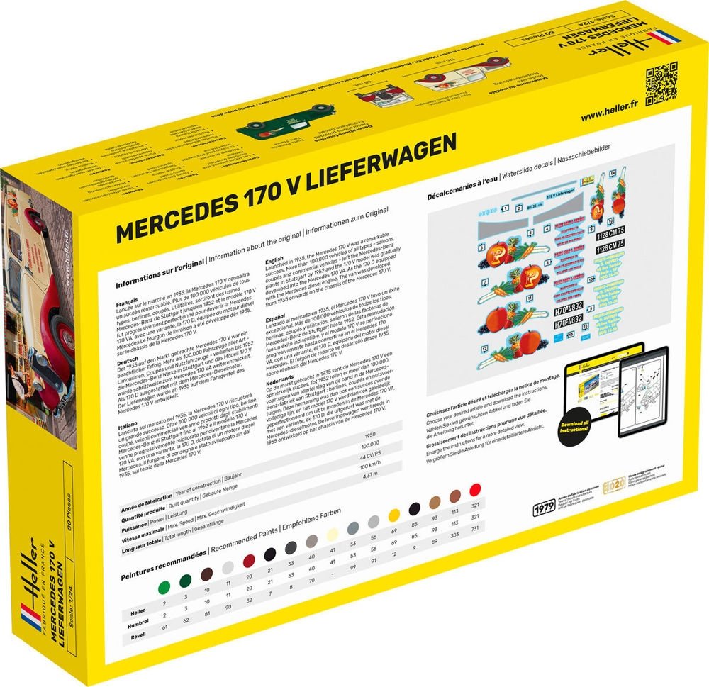 Heller 56736 Mercedes 170 V Lieferwagen - Starter Kit 1/24 – immagine 2