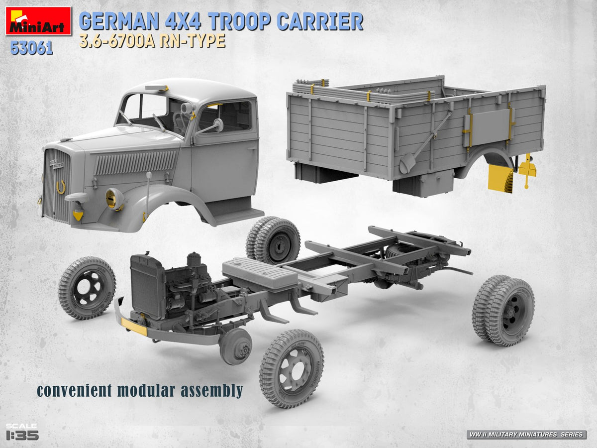 MiniArt 53061 GERMAN 4X4 TROOP CARRIER 3.6-6700A RN-TYPE 1/35 – immagine 4
