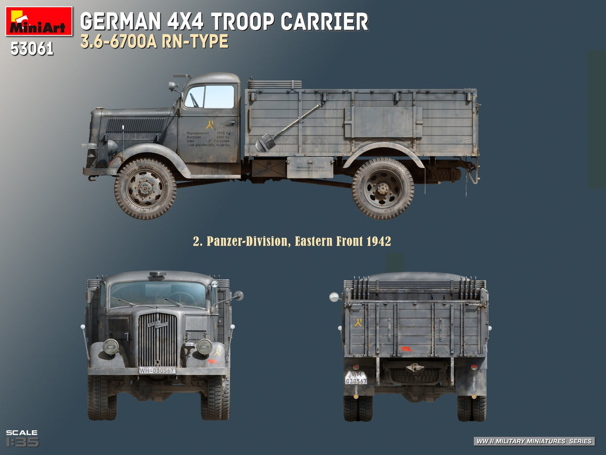 MiniArt 53061 GERMAN 4X4 TROOP CARRIER 3.6-6700A RN-TYPE 1/35 – immagine 14