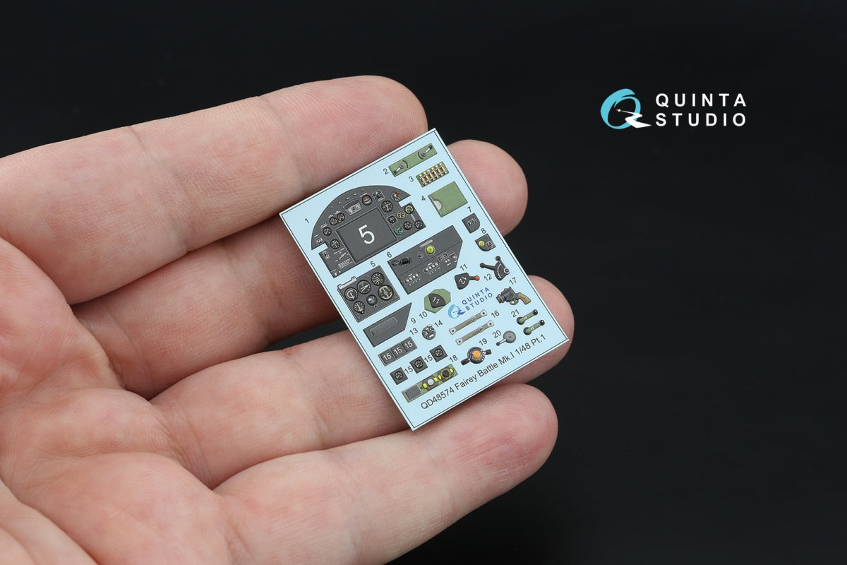 Quinta Studio QDS-48574 Fairey Battle Mk.I 3D-Printed &amp;amp; coloured Interior on decal paper (Trumpeter) (small version) 1/48 – zdjęcie 2