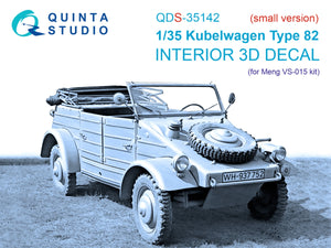 Quinta Studio QDS-35142 Kubelwagen Type 82 3D-Printed &amp; coloured Interior on decal paper (Meng VS-015) (Small version) 1/35