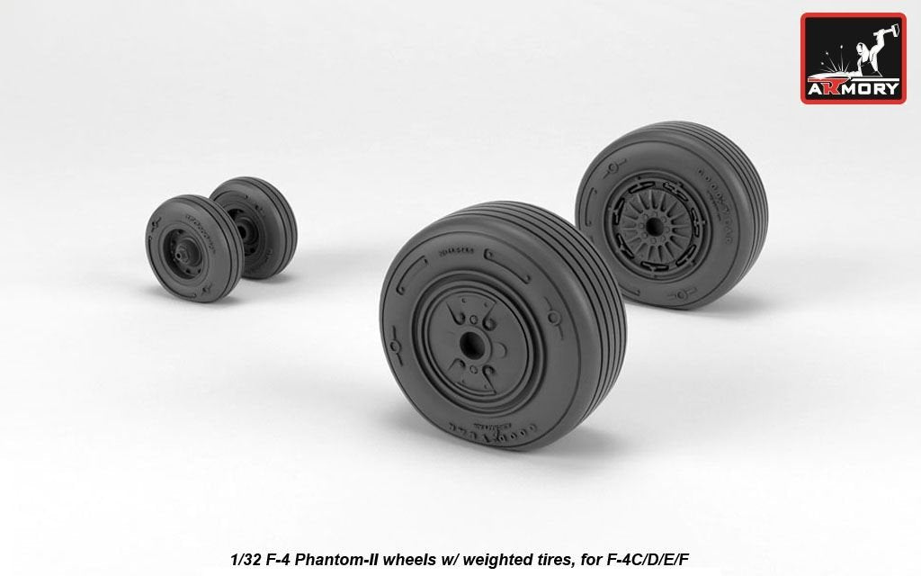 Armory Models AW32307 F-4 Phantom-II wheels w/ weighted tires, mid 1/32 – Bild 2