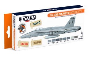 Hataka HTK-CS44 USAF, USN &amp;amp; USMC paint set (modern grays) 8x17ml