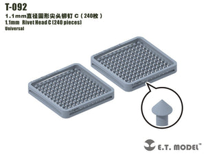 Rivets à tête C, modèle T-092 de 1,1 mm (240 pièces)