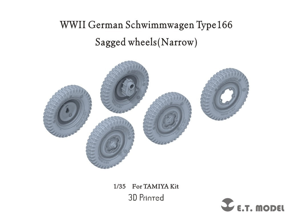 E.T. Model P35-135 WWII German Schwimmwagen Type166 Sagged wheels Narrow For TAMIYA Kit 1/35