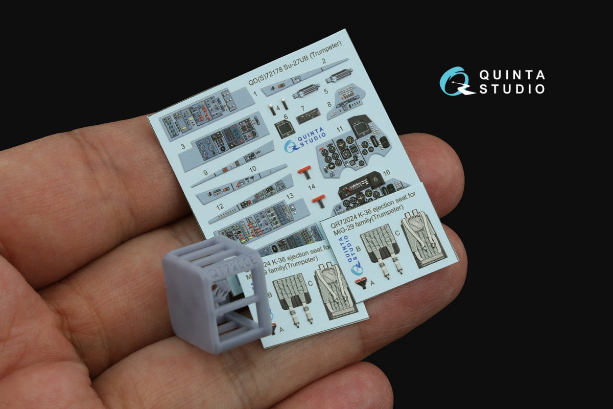 Quinta Studio QD+72178 Su-27UB 3D-Printed &amp;amp; coloured Interior on decal paper (Trumpeter) (with 3D-printed resin part) 1/72 – zdjęcie 3