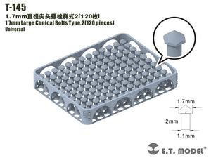 E.T. Model T-145 1.7mm Large Conical Bolts Type.2 120 pieces