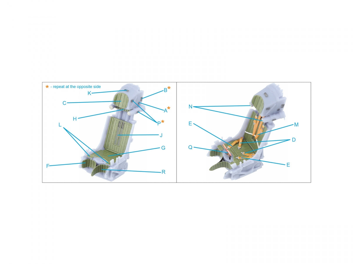Quinta Studio QR+32041 K-36L (late) ejection seat (for Su-25/Su-25SM aircraft since 2008) (All kits) 1/32 – Bild 8