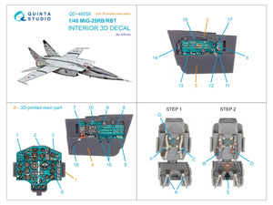 Quinta Studio QD+48558 MiG-25RB/MiG-25RBT 3D-Printed &amp;amp; coloured Interior on decal paper (ICM) (with 3D-printed resin parts) 1/48 – immagine 15