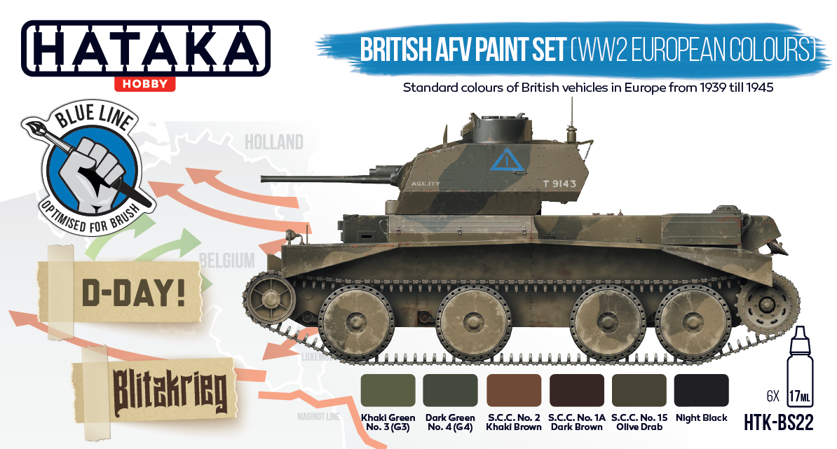 Hataka HTK-BS22 BLUE LINE – British AFV paint set (WW2 European colours) 6x17ml – zdjęcie 2