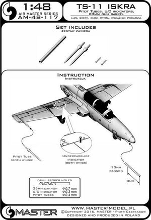 Master AM-48-117 TS-11 Iskra - Pilot Tubes and 23mm gun barrel 1/48 – Bild 3