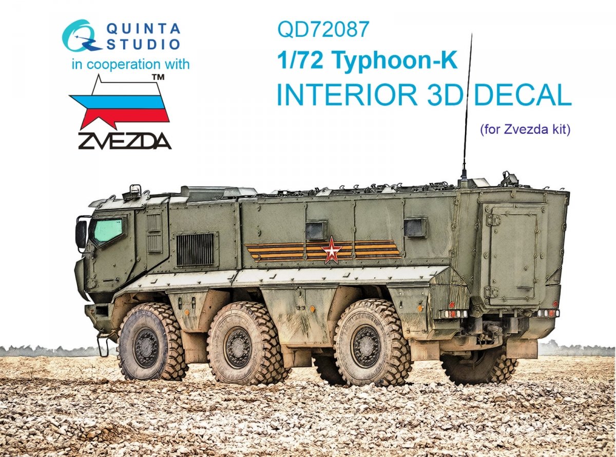 Quinta Studio QD72087 Typhoon-K 3D-Printed &amp; colored Interior on decal paper (Zvezda) 1/72