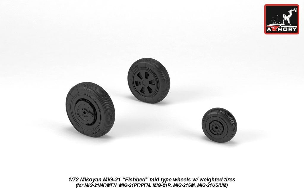 Armory Models AW72049 Roues Fishbed pour Mikoyan MiG-21 avec pneus lestés, échelle 1/72