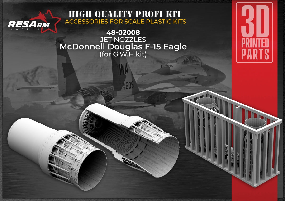 RESArm 48-02008 F-15 - Eagle Jet Nozzles (3D resin printing) 1/48