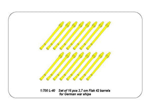 Aber 1/700L-40 Set of 16 pcs 3,7 cm Flak 42 gun barrels for German war ships 1/700 – immagine 5