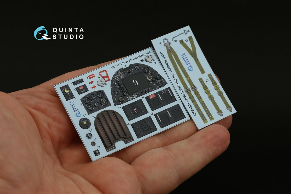 Quinta Studio QD24021 Spitfire Mk.VIII 3D-Printed &amp;amp; coloured Interior on decal paper (Airfix) 1/24 – immagine 3