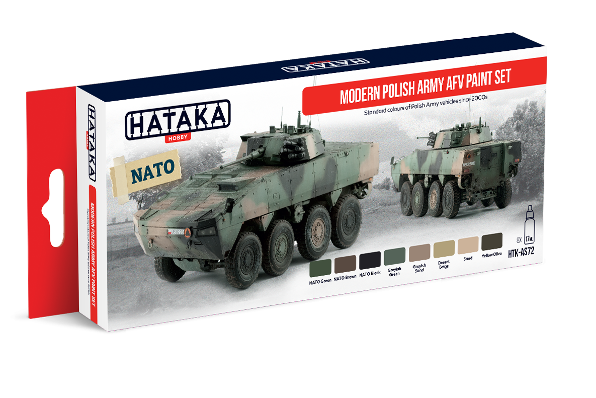 Kit de peinture Hataka HTK-AS72 pour véhicules blindés de combat modernes de l'armée polonaise (8 x 17 ml)