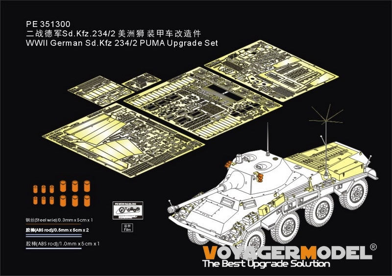 Kit de mise à niveau PUMA Voyager Model PE351300 pour Sd.Kfz 234/2 allemand de la Seconde Guerre mondiale (RFM 5110) au 1/35