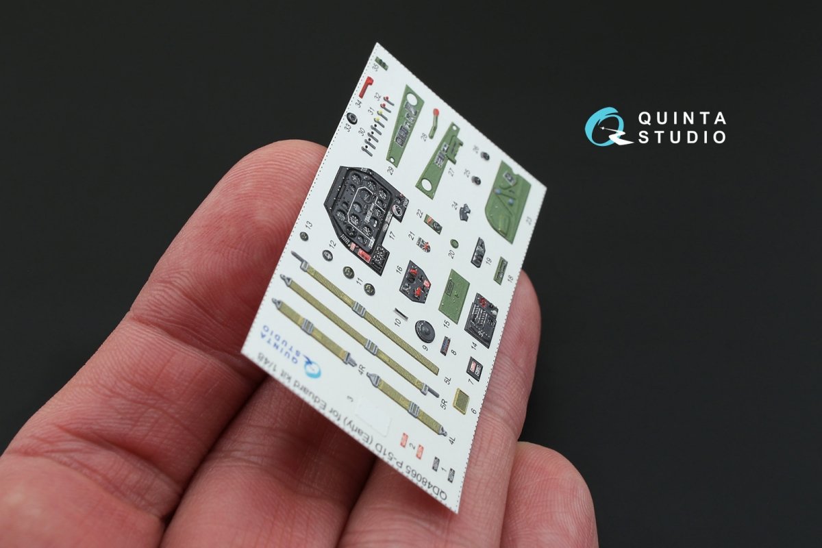 Quinta Studio QD48065 P-51D (Early) 3D-Printed &amp;amp; coloured Interior on decal paper (for Eduard kit) 1/48 – immagine 3