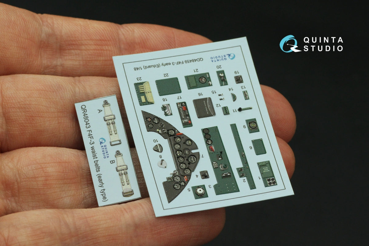 Quinta Studio QD48459 F4F-3 early 3D-Printed coloured Interior on decal paper (Eduard) 1/48 – immagine 2