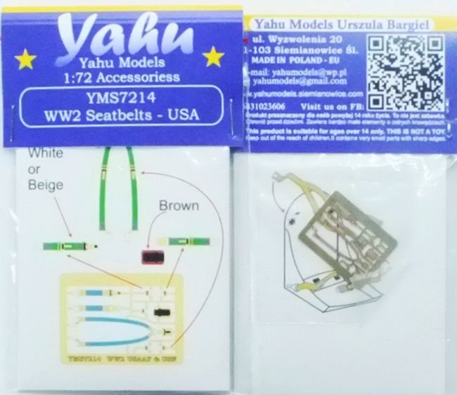 Yahu YMS7214 WW2 seatbelts USAAF &amp;amp; US NAVY 1/72