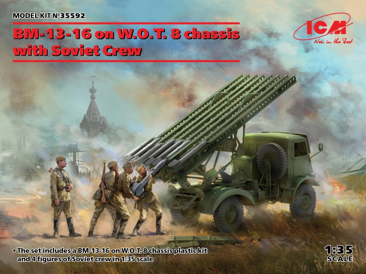 ICM 35592 BM-13-16 sur châssis WOT 8 avec équipage soviétique 1/35