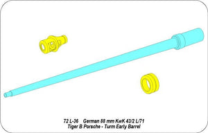 Aber 72L-36 8,8 cm KwK 43L/71 German tank barrel for Tiger II early Porsche turret 1/72 – image 6