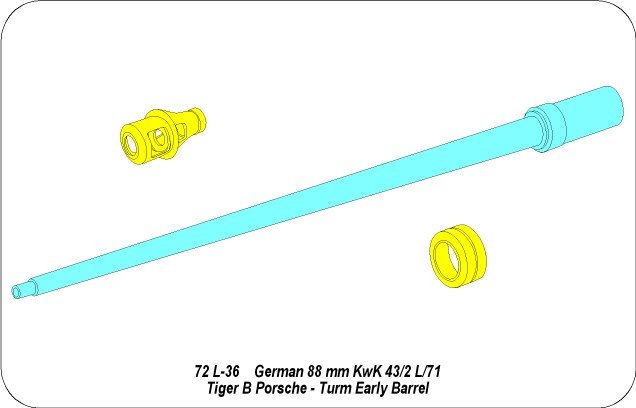 Aber 72L-36 8,8 cm KwK 43L/71 German tank barrel for Tiger II early Porsche turret 1/72 – image 6