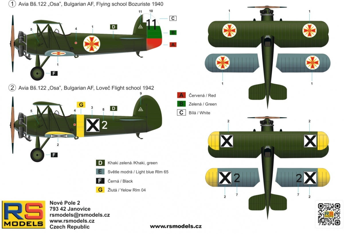 RS Models 92302 Avia Bs.122 Bulgarian Trainer from WWII 1/72 – zdjęcie 3