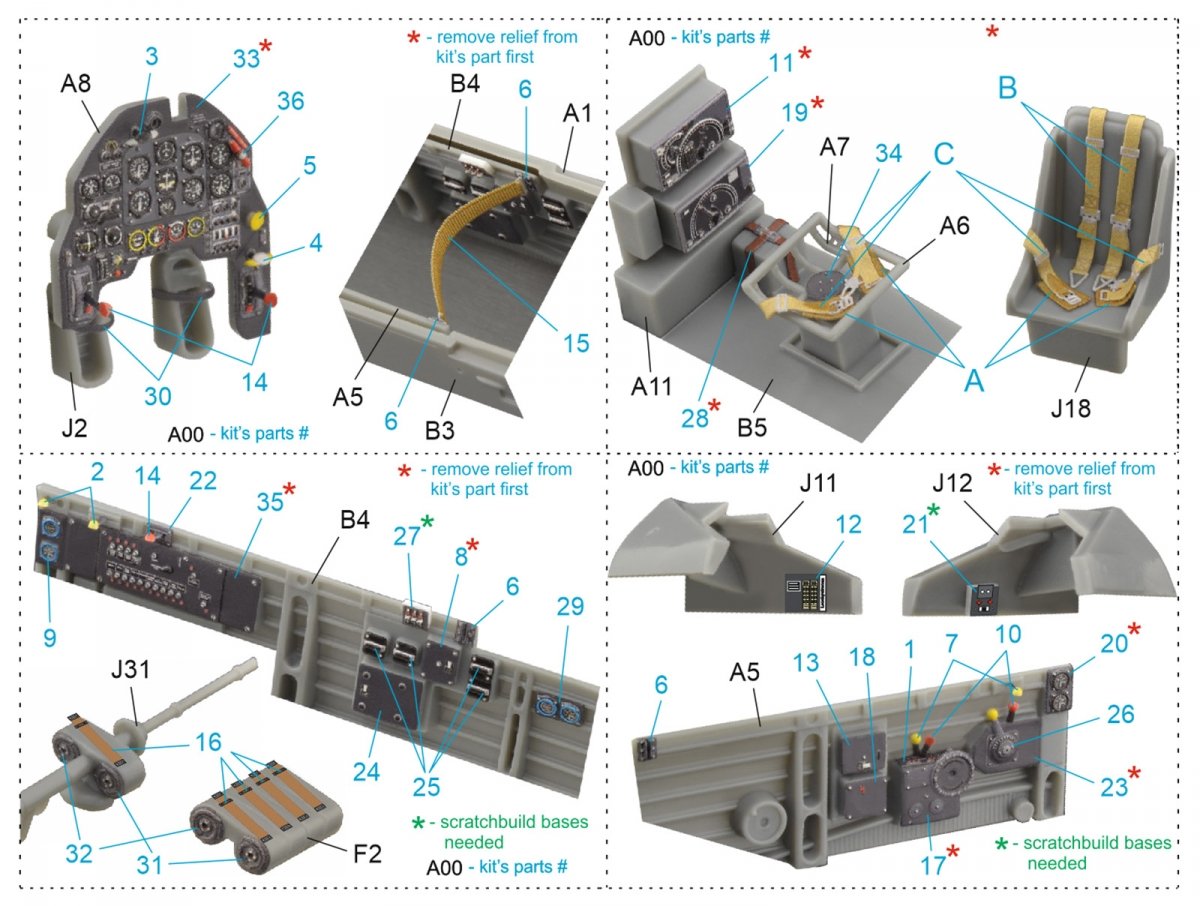 Quinta Studio QD48098 Ju 87B-2/R-2 3D-Printed &amp;amp; coloured Interior on decal paper (Hasegawa) 1/48 – Bild 11
