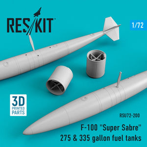 RESKIT RSU72-0200 F-100 &amp;quot;SUPER SABRE&amp;quot; 275 &amp;amp; 335 GALLON FUEL TANKS 1/72