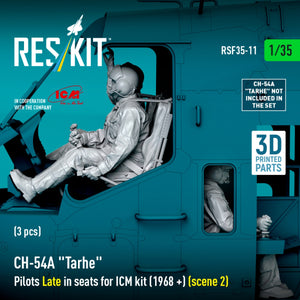 RESKIT RSF35-0011 CH-54A &amp;quot;Tarhe&amp;quot; Pilots Late in seats for ICM kit (1968 +) (scene 2) (3 pcs) (3D Printed) 1/35 – zdjęcie 5