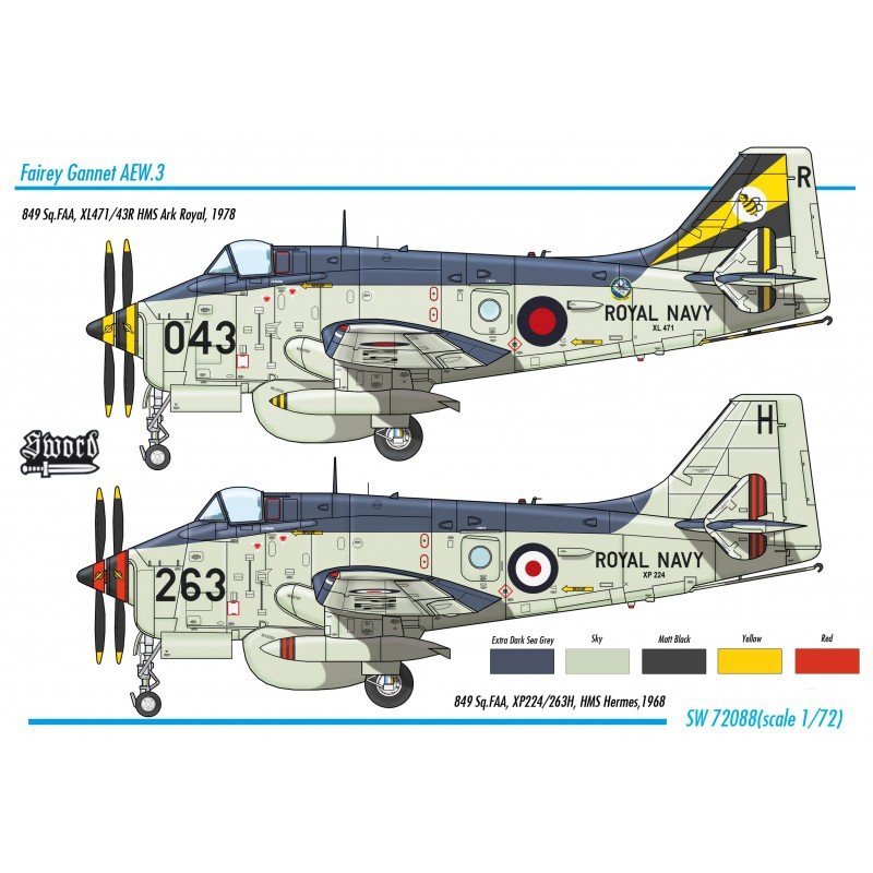 Sword 72088 Gannet AEW.3 with PUR operator interior set 1/72 – Bild 2
