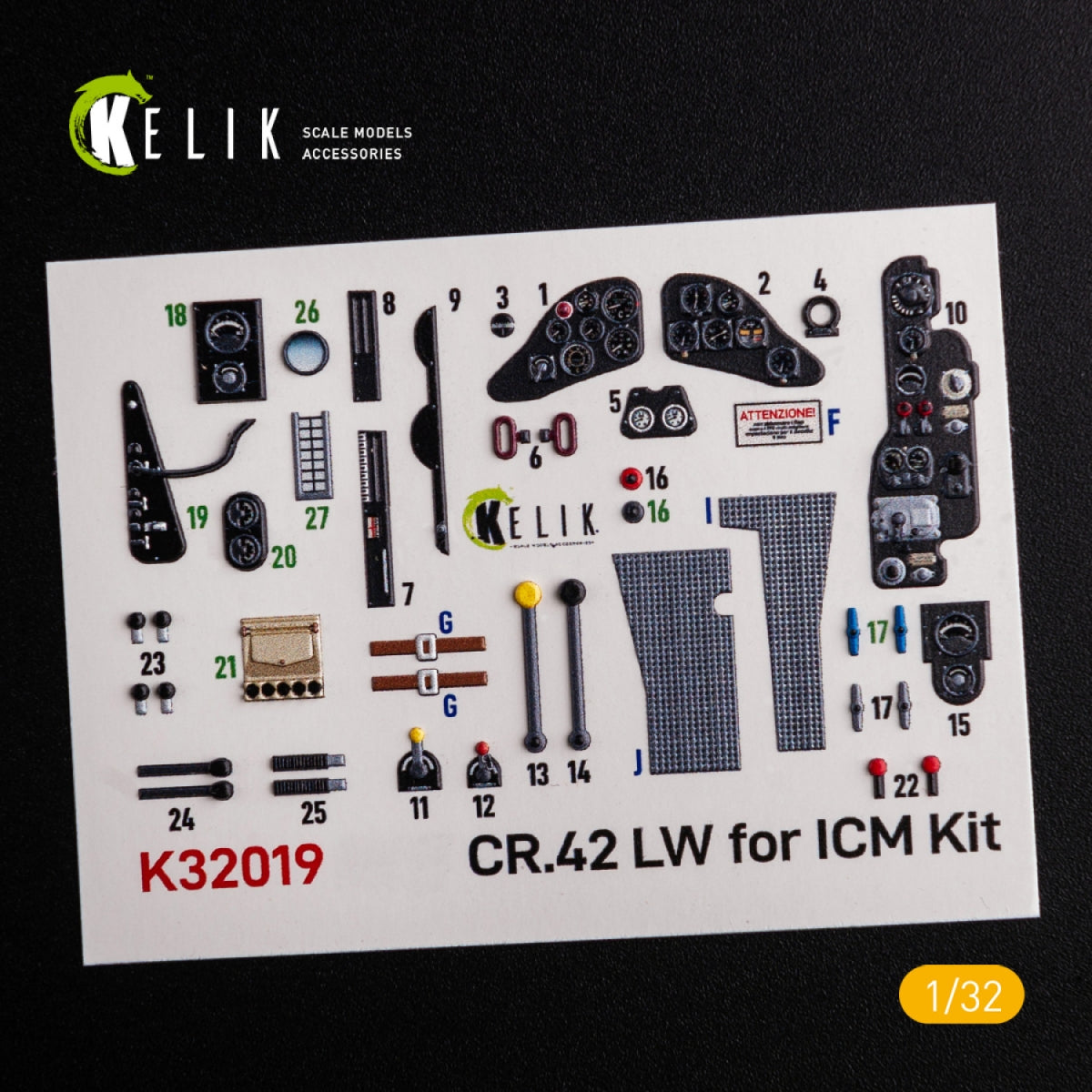 KELIK K32019 CR.42 LW - Décalcomanies 3D intérieures pour kit ICM 1/32 – image 2