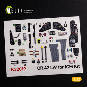 KELIK K32019 CR.42 LW - Décalcomanies 3D intérieures pour kit ICM 1/32 – image 2