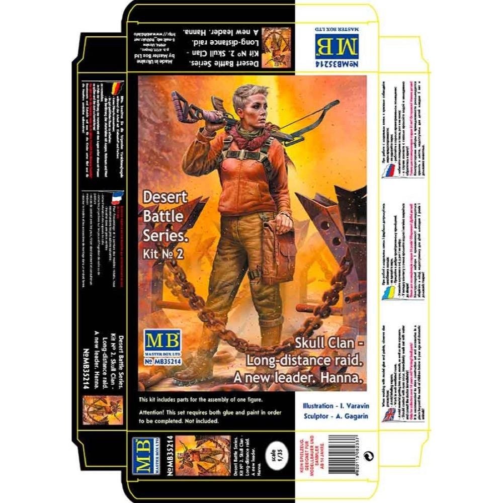 Master Box 35214 Pоst-apocalyptic fiction. Desert Battle Series. Skull Clan - Long distance raid. Kit No.2 A new leader. Hanna 1/35 – immagine 2