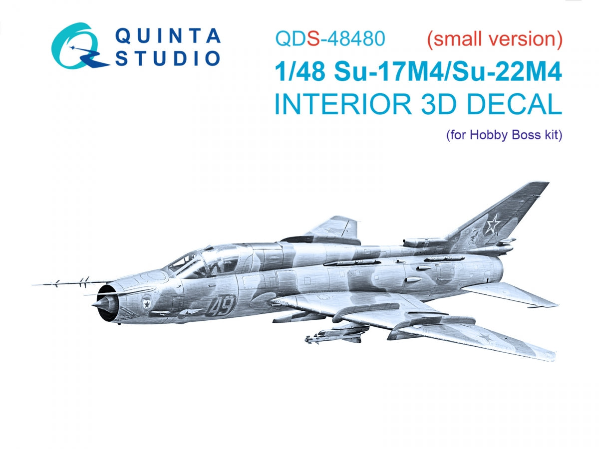 Quinta Studio QDS-48480 Su-17M4/Su-22M4 3D-Printed &amp;amp; coloured Interior on decal paper (Hobby Boss) (Small version) 1/48