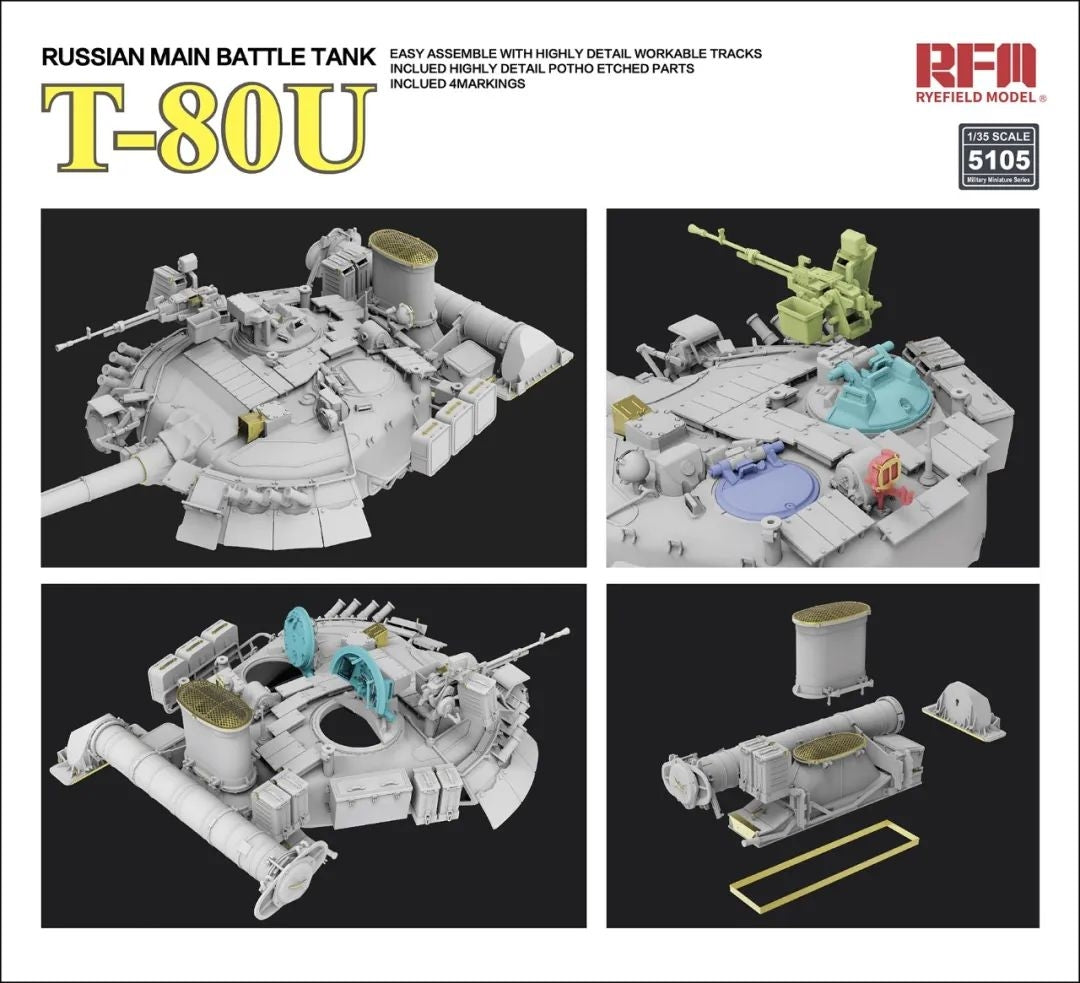 Rye Field Model 5105 Russian Main Battle Tank T-80U 1/35 – zdjęcie 6