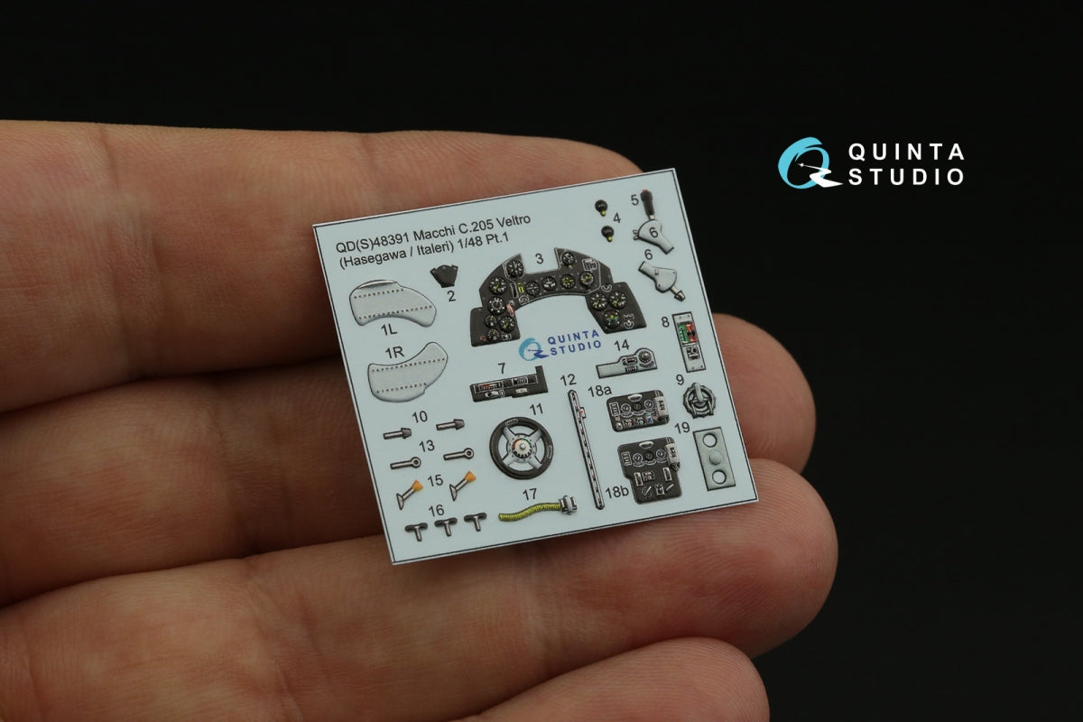 Quinta Studio QDS-48391 Macchi C.205 Veltro 3D-Printed &amp;amp; coloured Interior on decal paper (Hasegawa/Italeri) (Small version) 1/48 – zdjęcie 4
