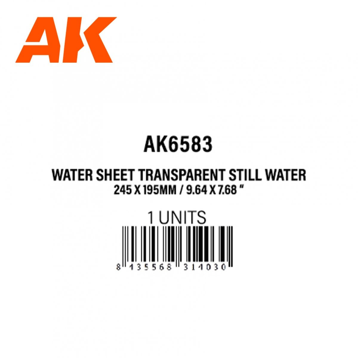 AK Interactive AK6583 WATER SHEET TRANSPARENT STILL WATER 245 X 195MM / 9.64 X 7.68 “ – TEXTURED ACRYLIC SHEET – 1 UNIT – immagine 4