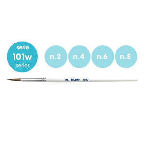 Milan 10468 Blister pack 4 round brushes (goat &amp;amp; synthetic hair) white handle 101w series no 2, 4, 6 and 8 – immagine 2