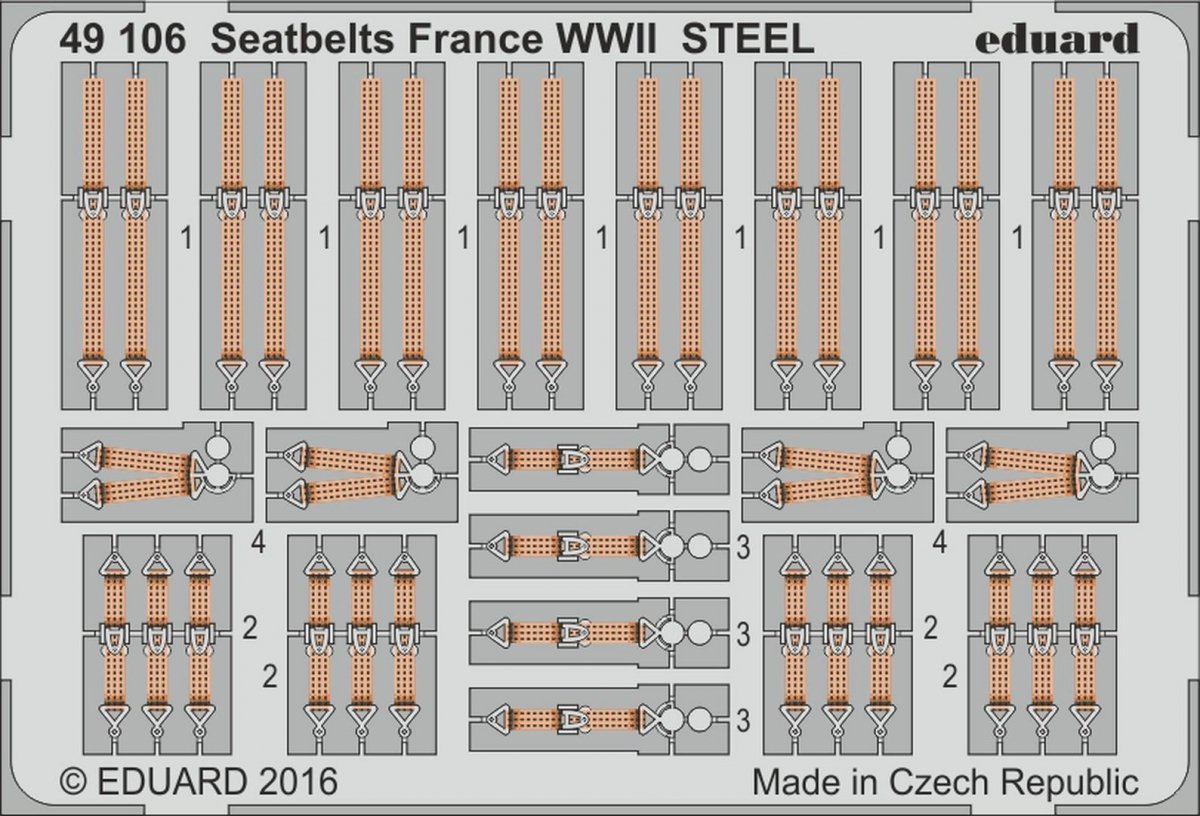 Eduard 49106 Ceintures de sécurité France Seconde Guerre mondiale ACIER 1/48 
