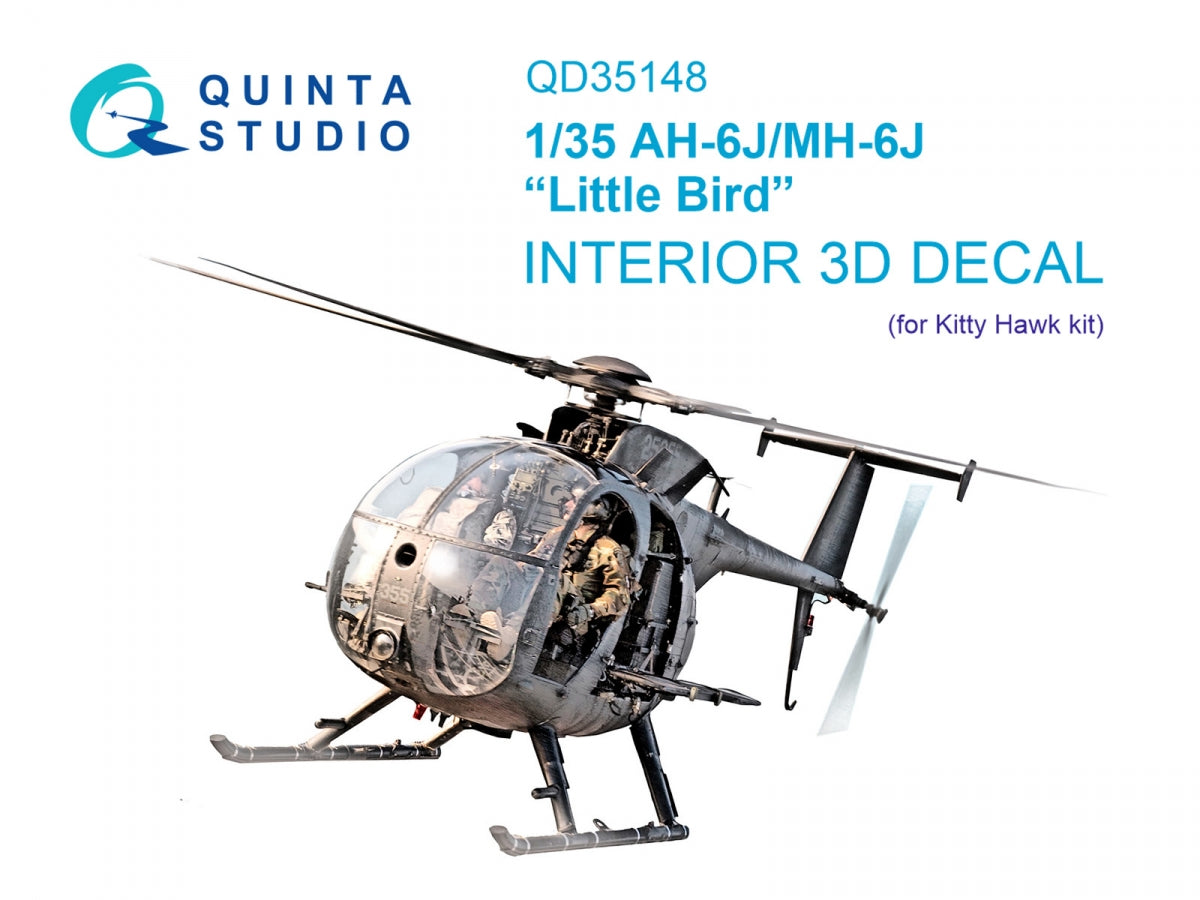 Intérieur imprimé en 3D et coloré sur papier décalcomanie (Kitty Hawk) Quinta Studio QD35148 AH-6J/MH-6J 1/35