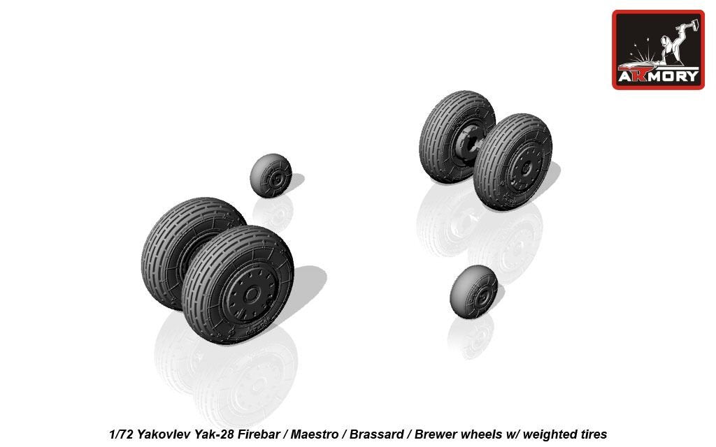Armory Models AW72047 Yakovlev Yak-28 wheels w/ weighted tires 1/72 – immagine 2
