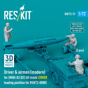 RESKIT RSF72-0072 Driver &amp;amp; airmen (modern) (3 pcs) (MHU-83 D/E lift truck LOWER loading position for RSK72-0008) (3D Printed) 1/72 – zdjęcie 2