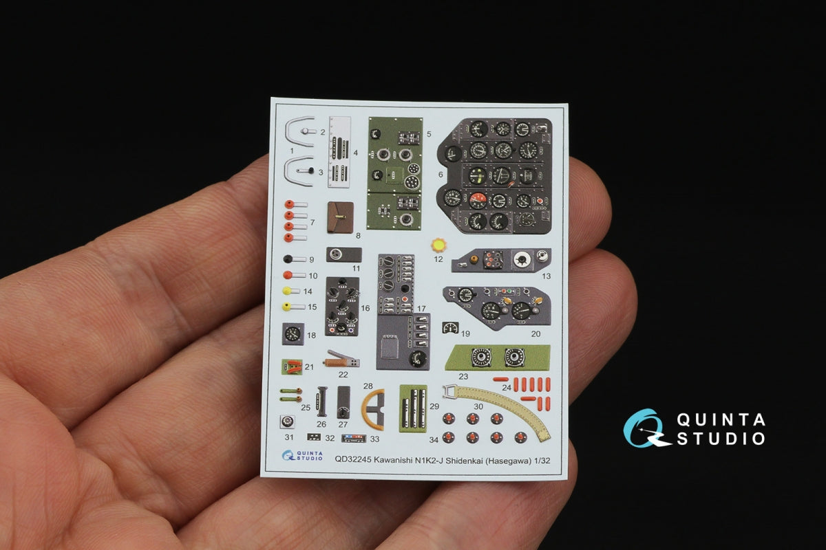 Quinta Studio QD32245 N1K2-J Shidenkai 3D-Printed &amp;amp; coloured Interior on decal paper (Hasegawa) 1/32 – immagine 3