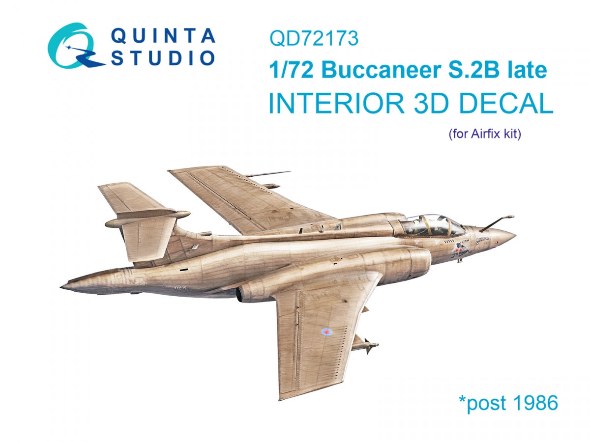 Quinta Studio QD72173 Blackburn Buccanneer S.2B Late 3D-Printed &amp;amp; coloured Interior on decal paper (Airfix) 1/72